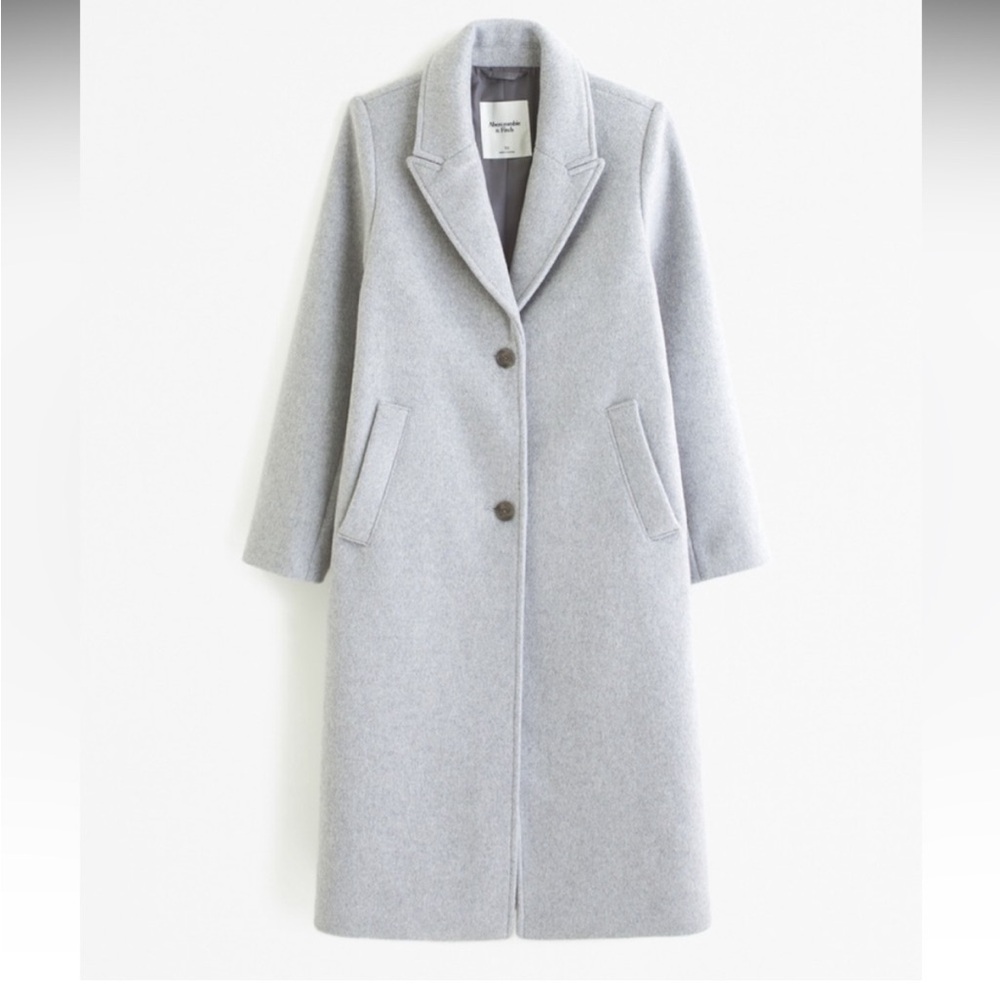NWT Abercrombie XXSP Grey Wool Topcoat